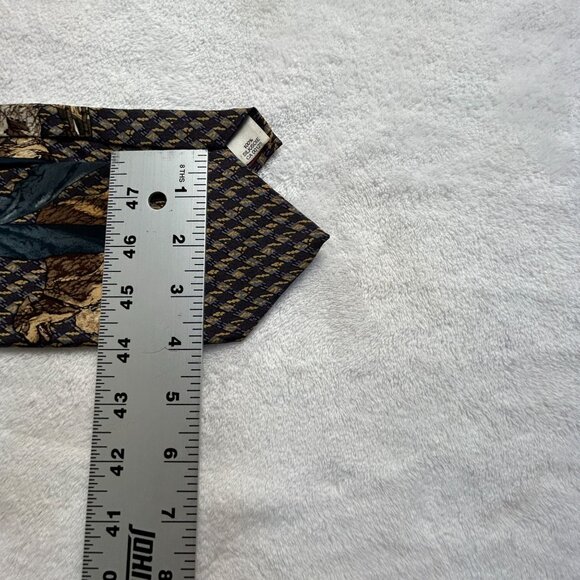 Norman Rockwell Man Walking His Dog Silk Necktie C1994 Fathers Day Navy Tie 57" - Picture 5 of 5